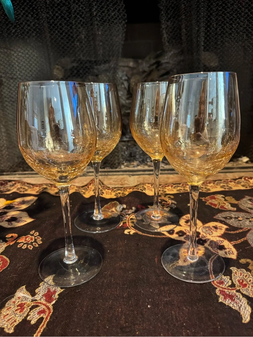 Pier 1 Amber Crackle Golden Luster  9
